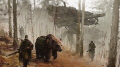 1920 digital art Wojtek Poland Jakub Różalski artwork Bears Men