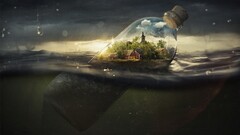 abstract bottles Sea water village sea village water drops