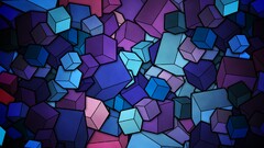 abstract Cube cyan purple blue digital art 3d 3D Blocks