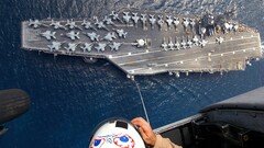 aircraft carrier ship Aircraft military Navy aerial view