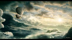 Airships fantasy art sky clouds artwork