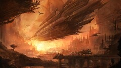 Airships science fiction fantasy art futuristic artwork