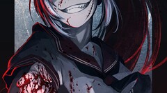 Akuma no Riddle Hetza Anime fists blood smiling anime girls