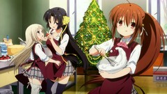 Anime anime girls Christmas food baking christmas tree long hair