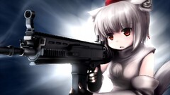 Anime anime girls gun touhou animal ears inubashiri momiji
