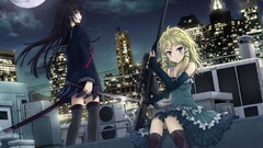 Anime anime girls sniper rifle weapon Rifles sword Katana gun