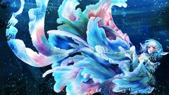 Anime anime girls touhou Wakasagihime water cyan