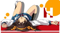 anime girls Anime brunette tongue out legs suzumiya haruhi Women