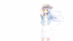 anime girls Anime hat women with hats white background long hair