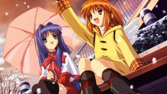 anime girls Anime two women purple hair open mouth umbrella