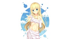 anime girls blonde Anime sky Simple Background long hair