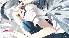 anime girls cirno touhou grey hair blue eyes silver hair
