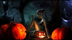 anime girls Halloween One Piece nami fantasy girl Anime pumpkin