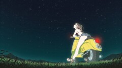 anime girls motorcycle night women with bikes Haruhara Haruko