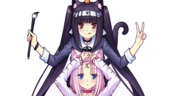 anime girls nekomimi Neko Para white background twintails