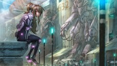 anime girls science fiction Anime cyan mecha girls