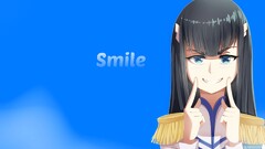 anime girls smiling Fingers on cheeck fake smile