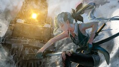 anime girls train konpaku youmu yakumo yukari touhou Anime sword