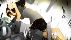 Anime scissors vocaloid Megpoid Gumi Fighting anime girls fork