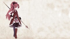 Anime white background spear ponytail red clothing redhead