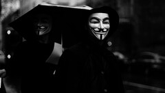 Anonymous monochrome Guy Fawkes mask