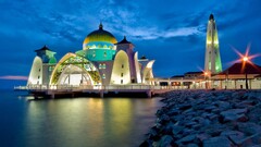 architecture beach building mosque Malaysia