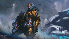 artwork fantasy art concept art spacesuit soldier War cyborg