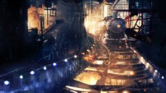 artwork fantasy art digital art train steam locomotive steampunk