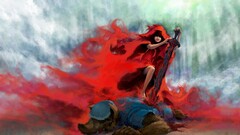 artwork fantasy art Little Red Riding Hood bad wolf blood red