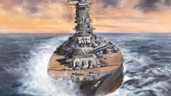 artwork ship warship battleship military YAMATO