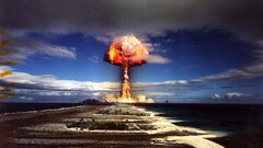 atomic bomb apocalyptic mushroom clouds sky explosion