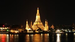 Bangkok lights night monument architecture Asia water