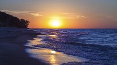 beach sunlight lake michigan sunset