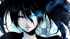 black rock shooter anime girls Anime blue face eyes