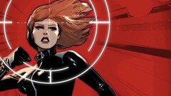 Black Widow comics redhead red background superheroines