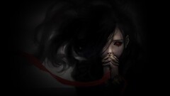 blacked out eyes anime girls red eyes dark