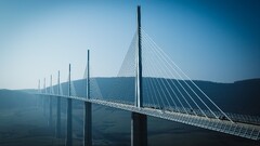 Bridge landscape valley millau viaduct France architecture 3d