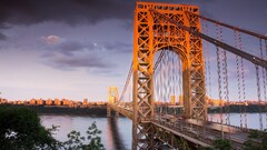 Bridge sunset george washington bridge hudson river