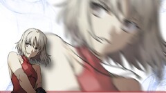 Canaan platinum blonde short hair Anime red clothing gun