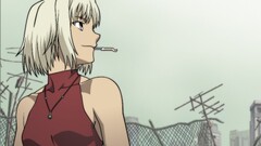 Canaan white hair short hair red clothing