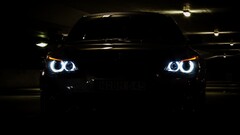 Car BMW dark vehicle BMW E60 BMW 5 Series frontal view
