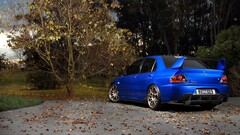Car Mitsubishi Lancer Evo IX Mitsubishi blue cars vehicle