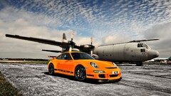 Car Porsche orange cars Aircraft porsche 911 porsche 997 AC-130