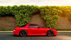 Car road Mazda mazda rx-7 Mazda RX-7 FD colored wheels side view