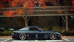 Car vehicle black cars Mazda RX-7 FD mazda rx-7 side view fall