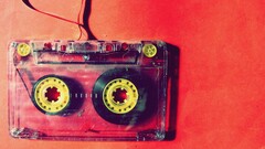cassette vintage audio cassete colorful Music red background red