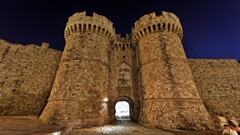 castle night architecture Rhodes Greece