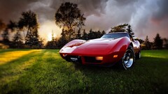 Chevrolet Corvette Stingray red cars vehicle Car Chevrolet Trees