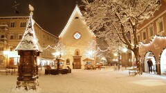 Christmas snow town night winter idyllic