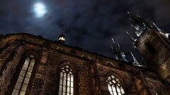 Church sky moon Prague Church of Our Lady before Týn